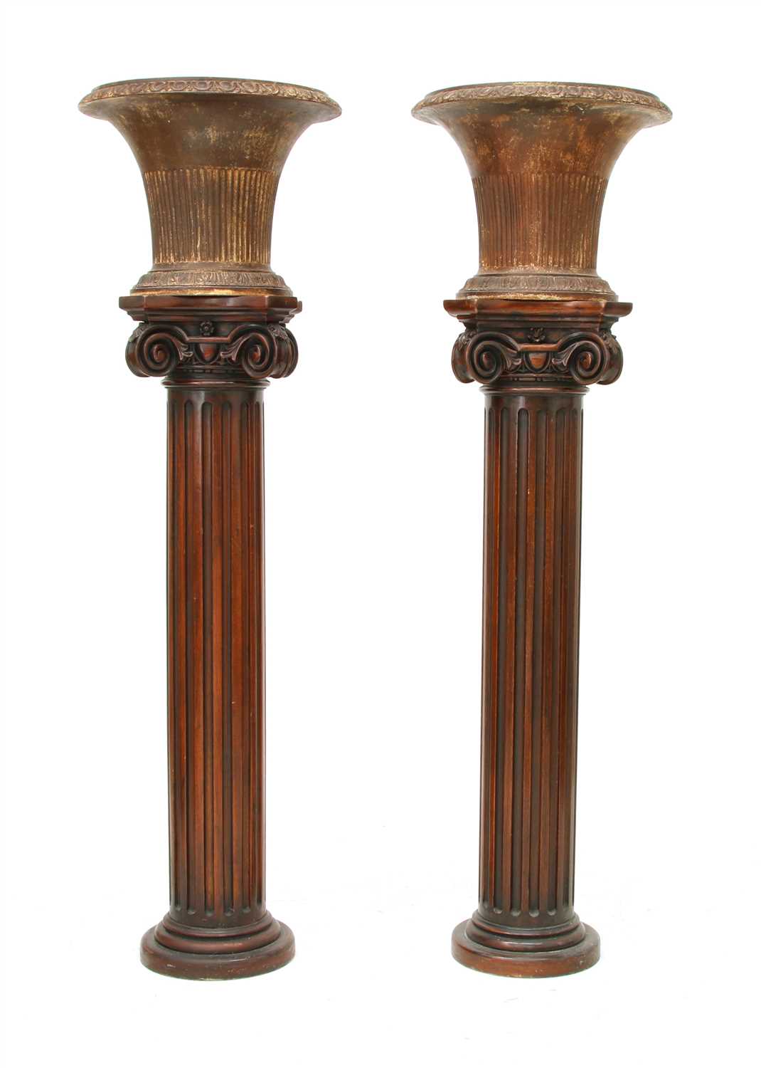 Lot 52 - A pair of iron urns