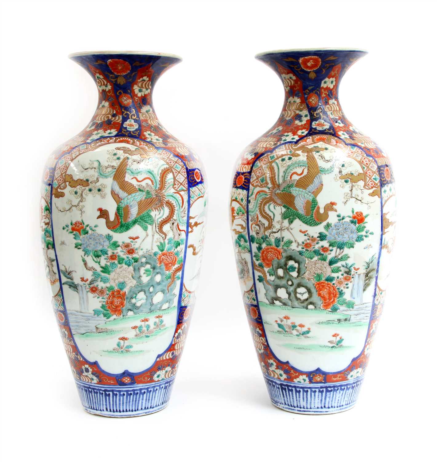 Lot 47 - A pair of Imari baluster vases