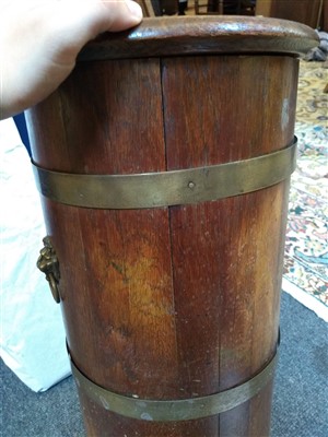 Lot 198 - A brass bound, coopered oak stick stand