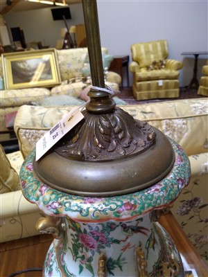 Lot 26 - A Cantonese vase table lamp