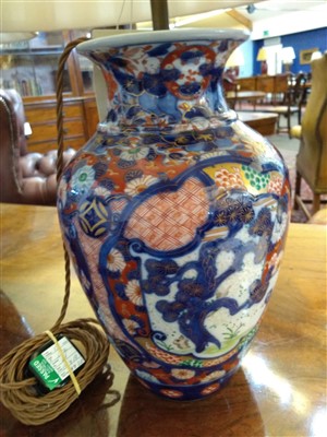 Lot 132 - A pair of Imari vase table lamps