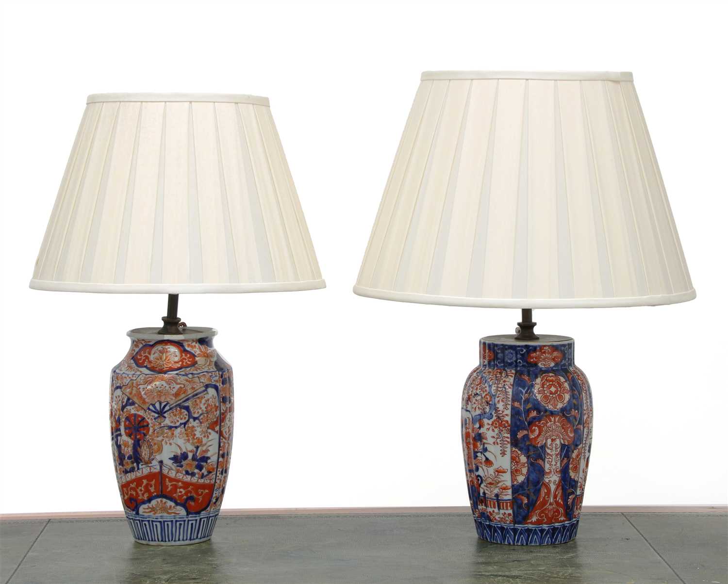 Lot 265 - Two Japanese Imari vase table lamps