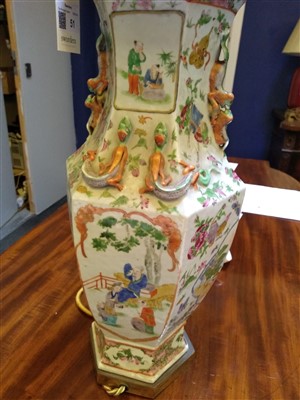 Lot 51 - A Chinese famille verte vase table lamp