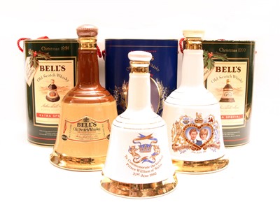 Lot 181 - Assorted Bell's porcelain decanters: five commemorative decanters and one other, six in total
