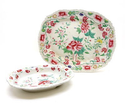 Lot 170 - An early 19th century Hicks & Meigh peony pattern No. 8 meat plate