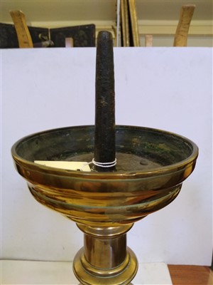 Lot 315 - A pair of Flemish brass pricket candlesticks