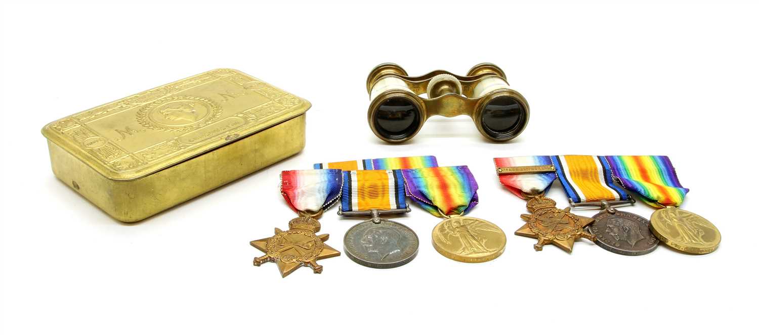 Lot 54 - Two First World War One medal groups