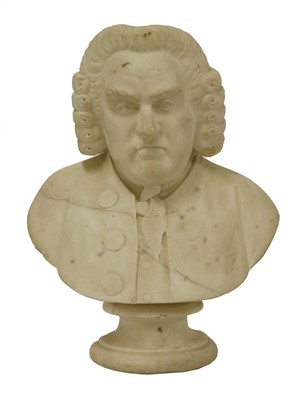 Lot 217 - A carved marble bust of a gentleman, possibly Samuel Johnson