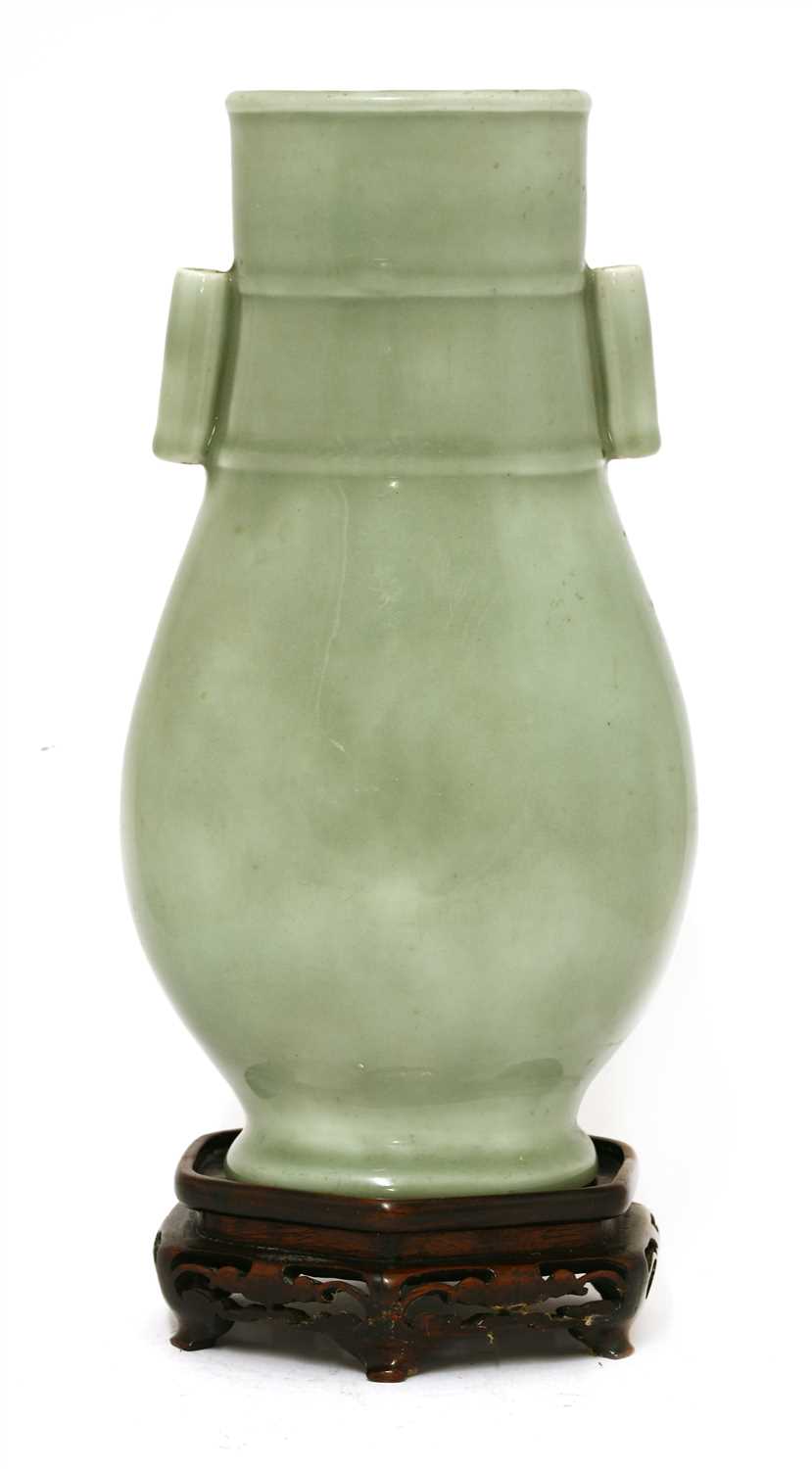 Lot 106 - A Chinese celadon hu vase