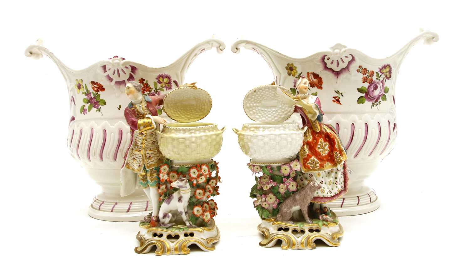 Lot 205 - A pair of 19th century Continental porcelain figure groups