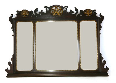 Lot 241 - A George III design mahogany and parcel gilt overmantel mirror