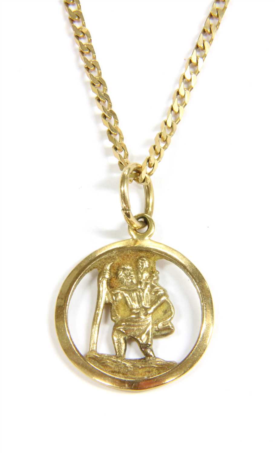 Lot 8 - A modern 9ct gold St Christopher pendant