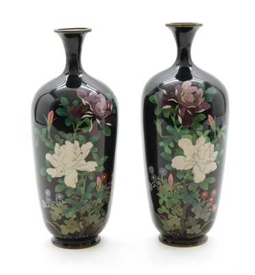 Lot 102 - Two Japanese cloisonne vases