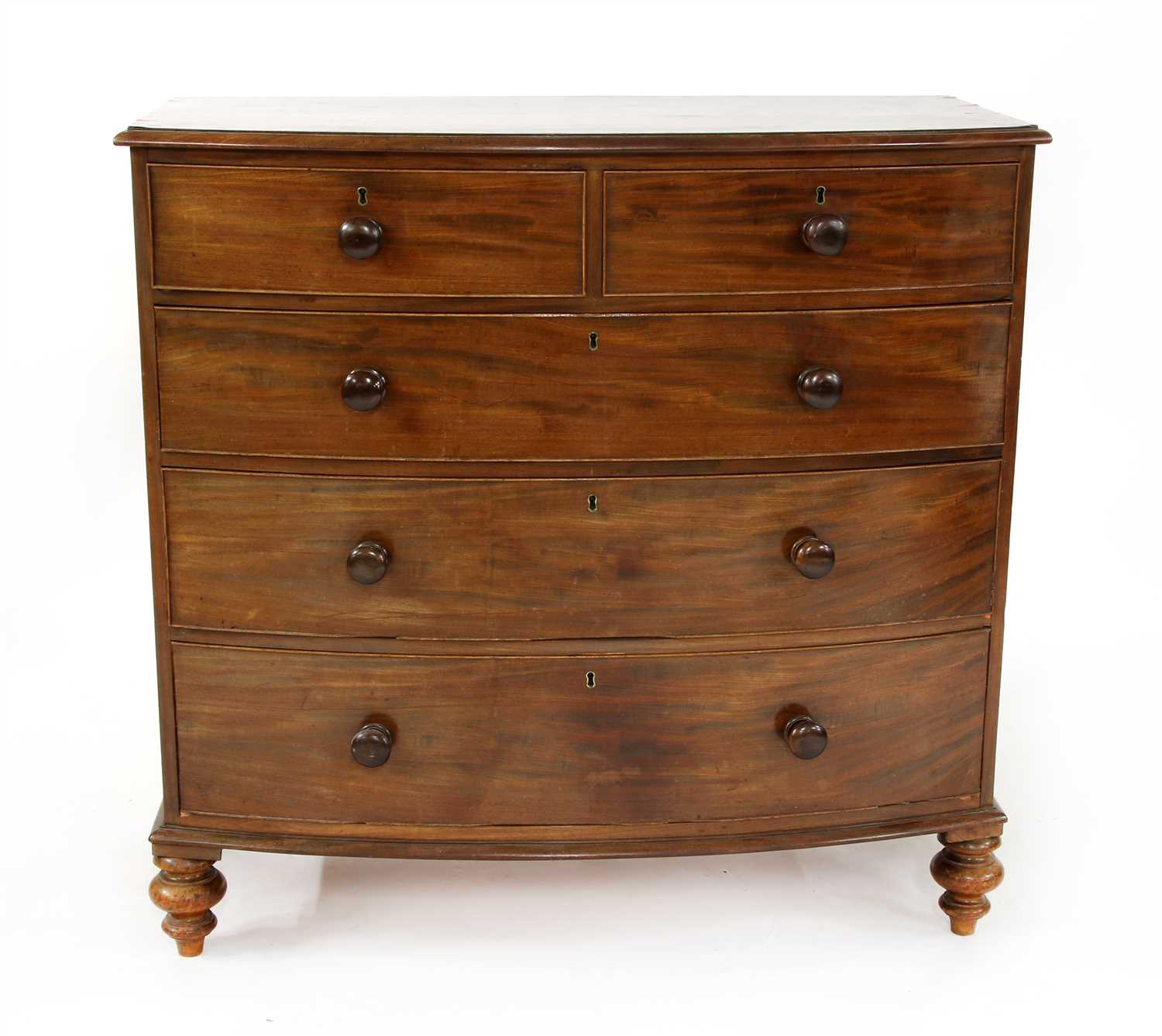 Lot 345 - A 19th century mahogany bowfronted chest