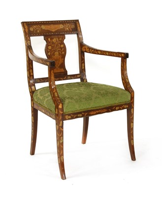 Lot 319 - A 19th century Dutch inlaid elbow chair