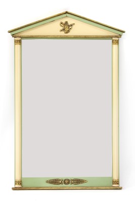 Lot 326A - A Regency design white and green painted pier mirror of architectural form