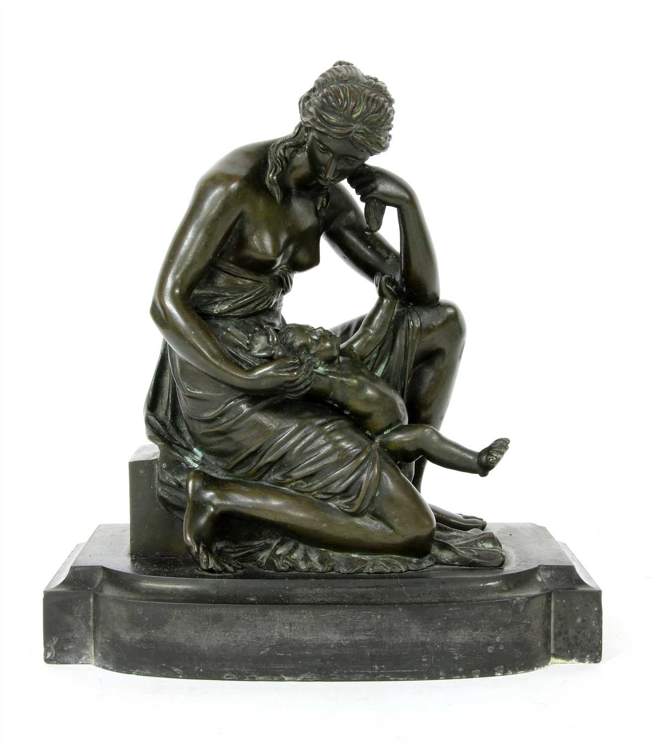 Lot 121 - A bronze figural group of mother and child