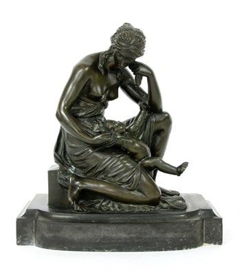 Lot 121 - A bronze figural group of mother and child