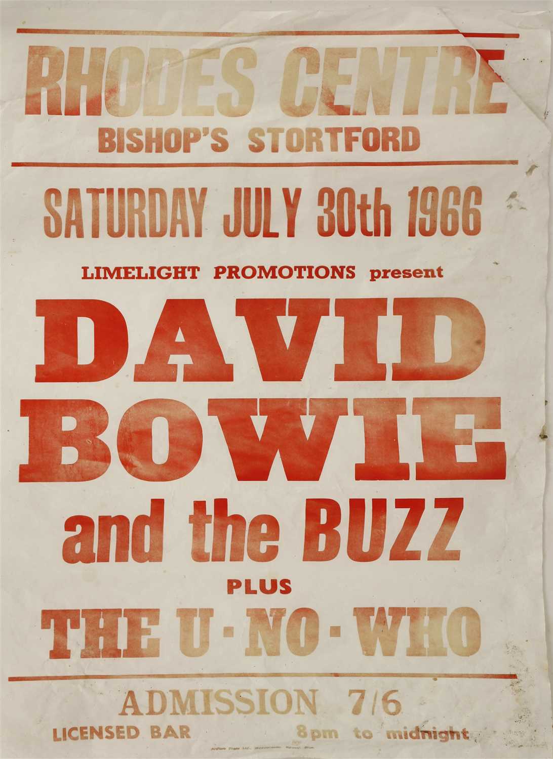 Lot 216 - A David Bowie and The Buzz concert poster