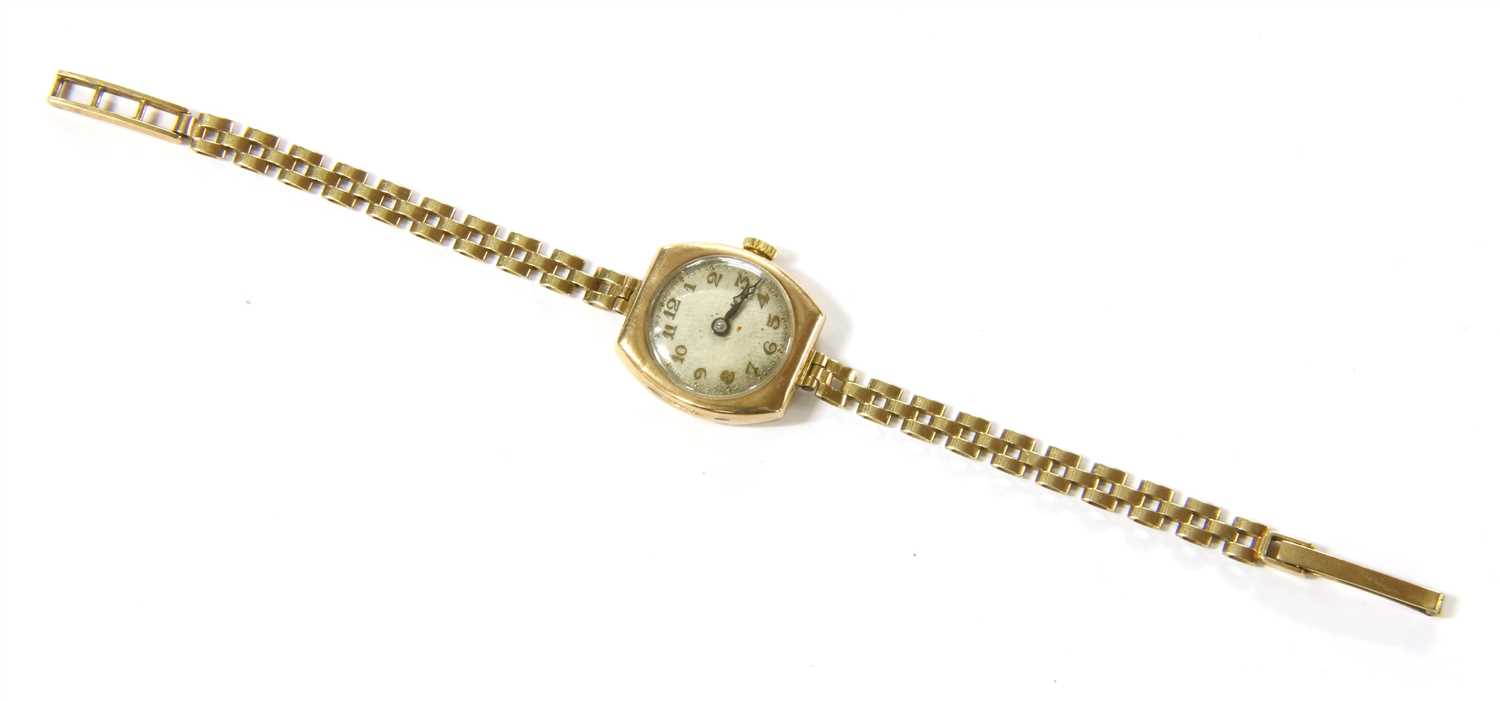 Lot 1 - A ladies 9ct gold bracelet watch