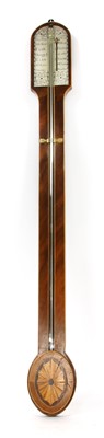 Lot 214 - A George III mahogany cased stick barometer and thermometer