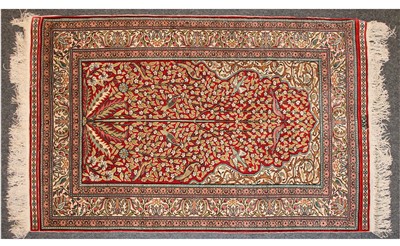 Lot 266A - A Kerman style silk prayer rug