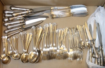 Lot 45 - An extensive canteen of German silver cutlery