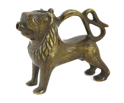 Lot 449 - A bronze lion aquamanile