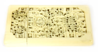 Lot 57 - A Chinese Canton ivory card case