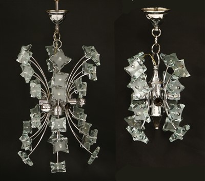 Lot 528 - Two chrome and glass ceiling lights