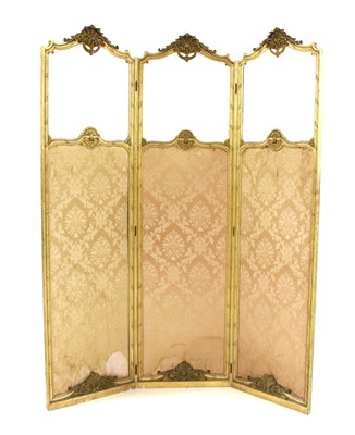 Lot 484 - A gilt three-fold dress screen