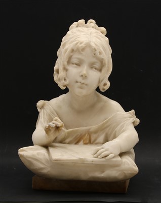 Lot 134 - A marble sculpture of a young girl scribing