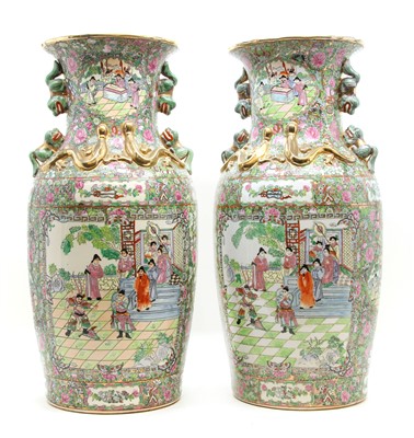 Lot 215 - A pair of large famille rose vases
