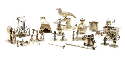 Lot 32 - A collection of silver novelty miniature items