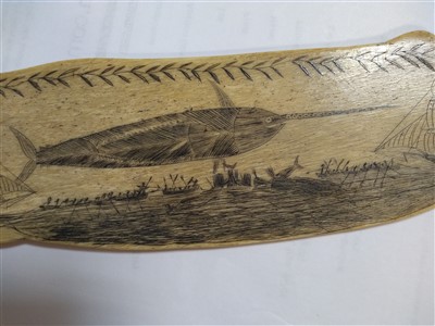 Lot 204 - A scrimshawed whalebone plaque