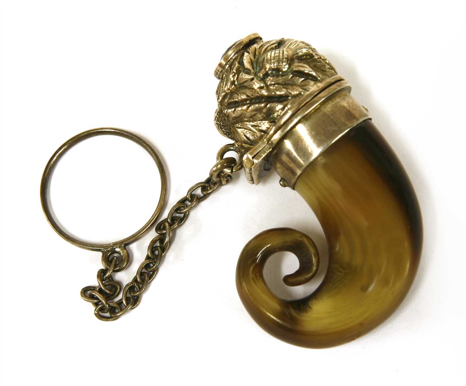 Lot 437 - A Scottish horn and silver vinaigrette