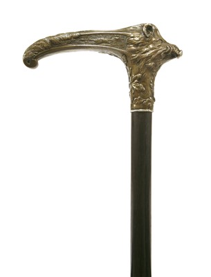 Lot 149 - A silver and ebonised wood walking stick
