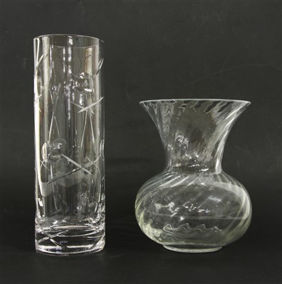 Lot 205 - A Royal Doulton 'Lunar' pattern cylindrical glass vase