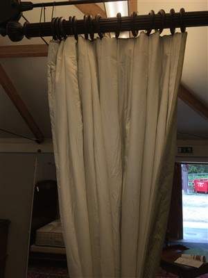 Lot 296 - A good quality pair of striped linen and interlined curtains
