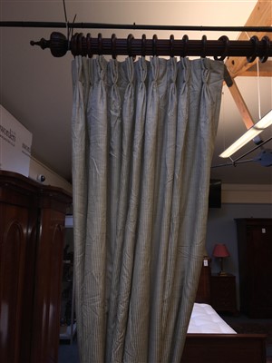 Lot 306 - A good quality pair of striped, lined and interlined curtains