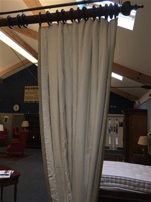Lot 306 - A good quality pair of striped, lined and interlined curtains