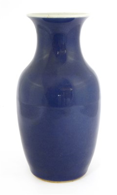Lot 34 - A Chinese blue-glazed vase