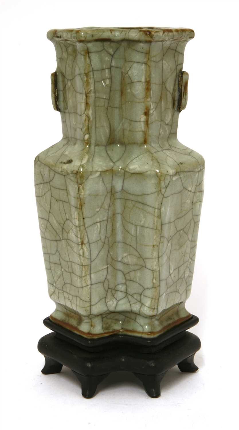 Lot 33 - A Chinese Guan-type double vase