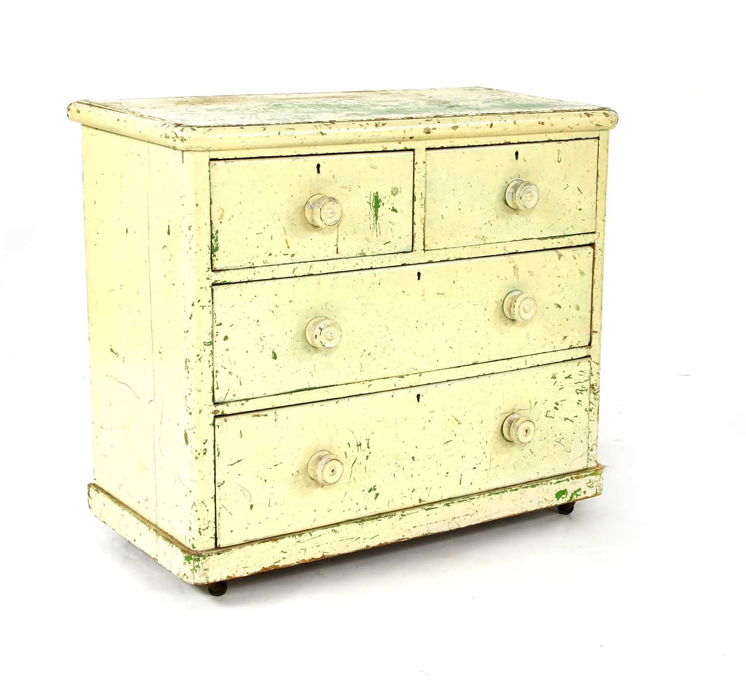 Lot 265 - A 20th century distressed white painted chest