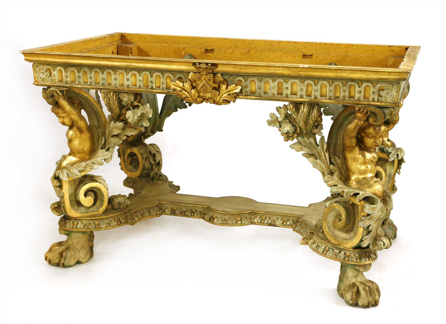 Lot 582 - A George II-style carved gilt and painted pier table