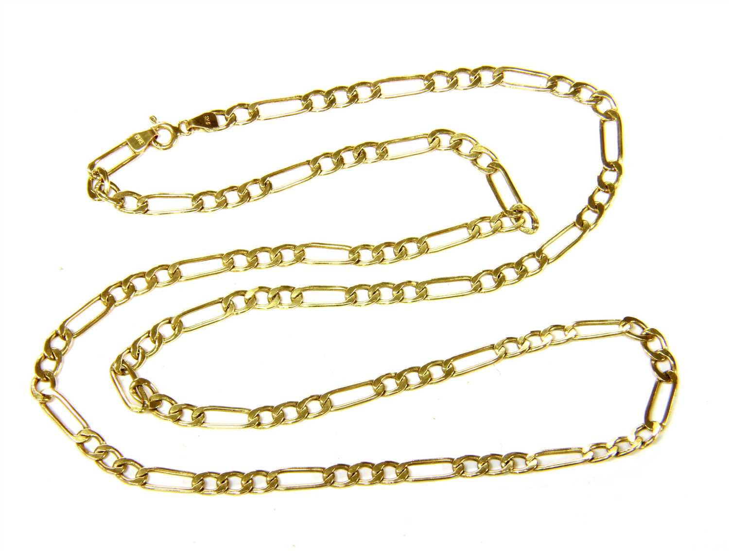 Lot 8 - A 9ct gold hollow Figaro chain