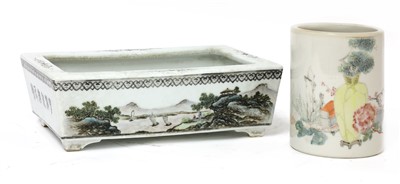 Lot 102 - A Chinese famille rose brush pot