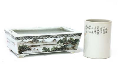 Lot 102 - A Chinese famille rose brush pot