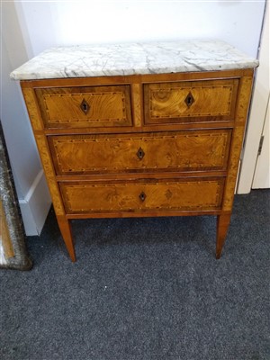 Lot 346 - A Continental fruitwood and parquetry commode chest
