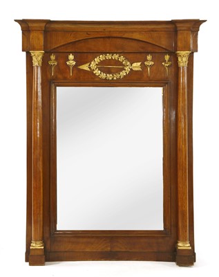 Lot 690 - A Continental walnut pier mirror